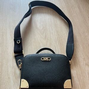 Michael Kors Black and Gold Crossbody Bag with Structured Design